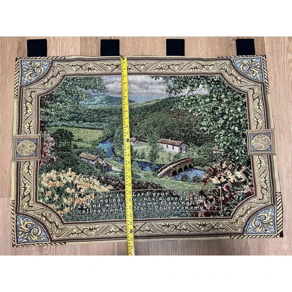 Ireland Countryside Tapestry Wall Hanging Deuteronomy 8:7 Bible Verse 36x25